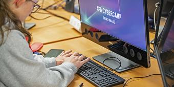 female student at computer